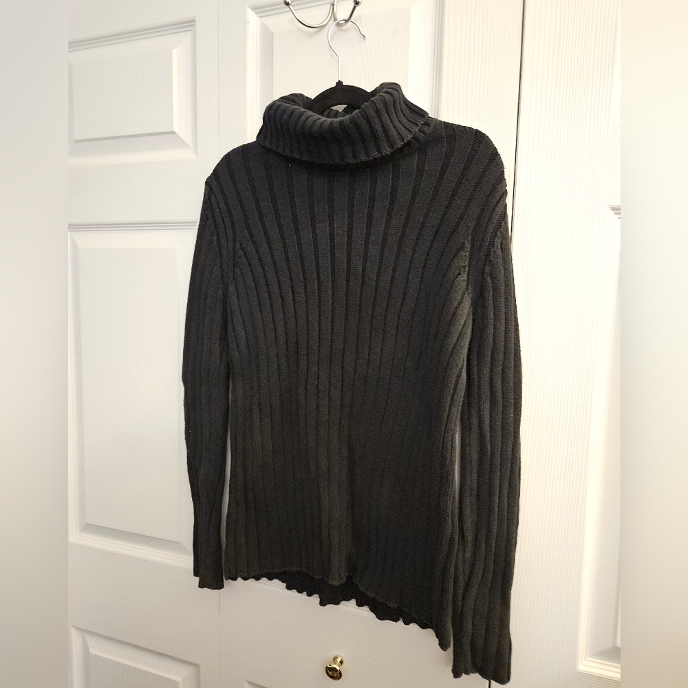 Black Ribbed Turtleneck Sweater By The Limited Medium